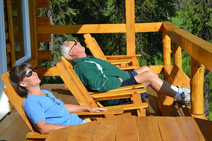 Somebody stretched out on the porch, taking it easy