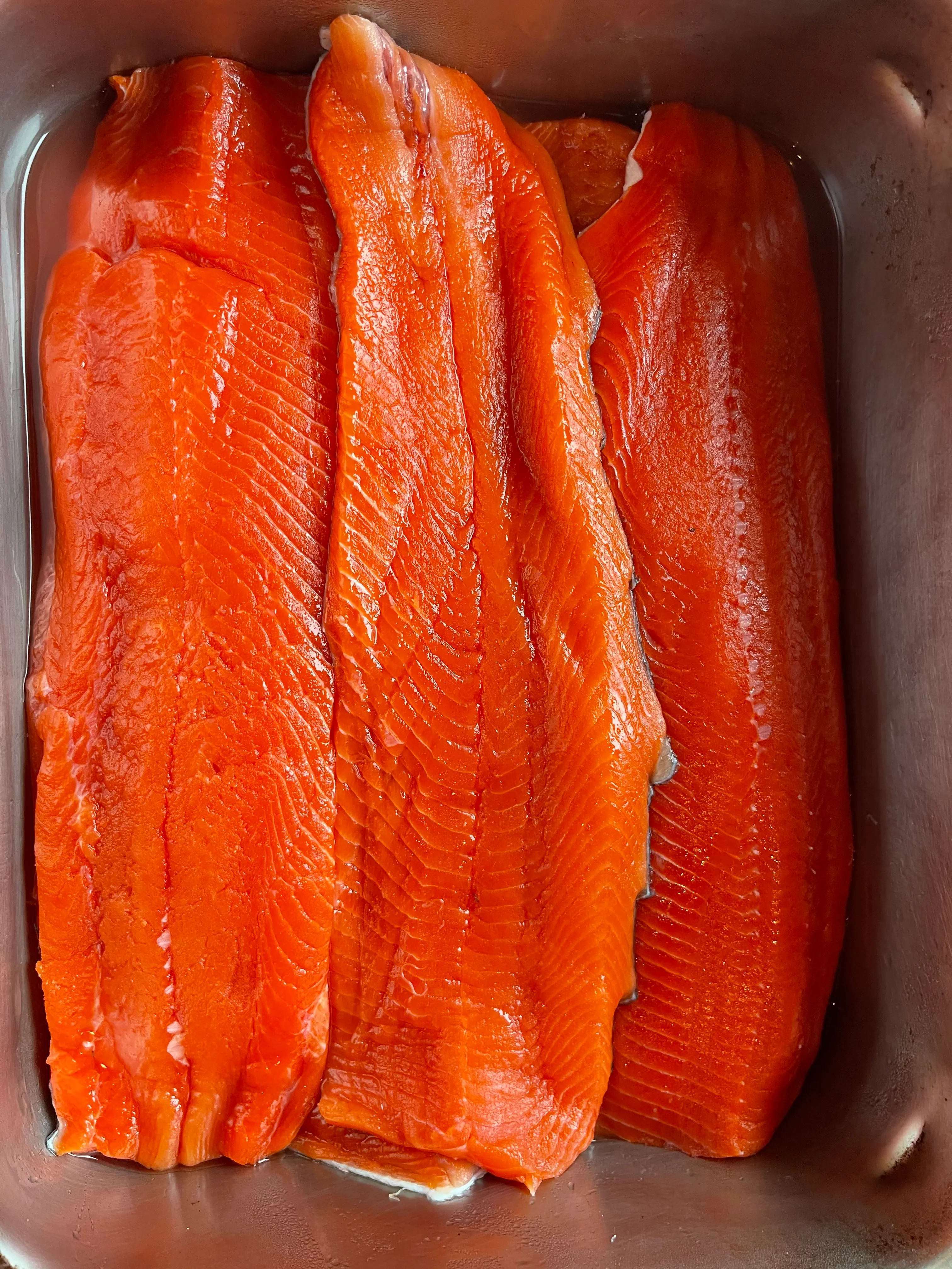 Fresh red salmon, cleaned and ready to box for the trip home